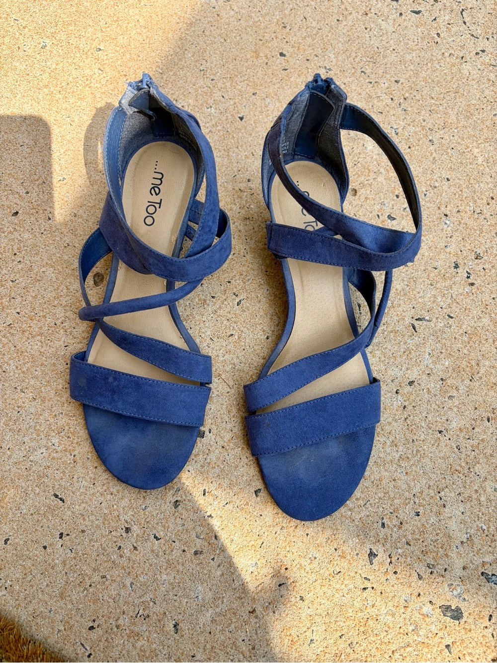me tooBlue Faux Suede Strappy Ankle Sandals